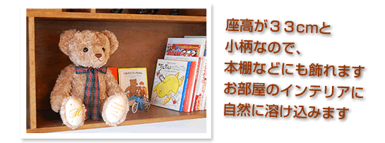座高が33cmと小柄なので、本棚などにも飾れます